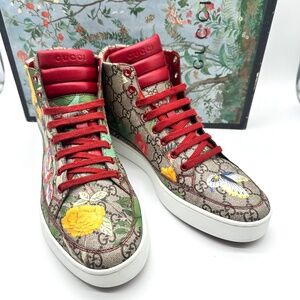 Gucci GG Logo Canvas Supreme Tian Kolao Bloom High Top Sneaker Shoes w/Box 7